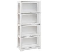 HomCom Vitrine de rangement 4 niveaux avec portes abattantes 59x30x139 cm Blanc