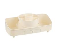 Vitrine cosmétique, Organisateur de Maquillage de comptoir - Boîte de Rangement cosmétique de Grande capacité avec Miroir - Coiffeuse et Trousse de Maquillage de Salle de Bain avec Baril Rotatif pour