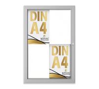 Vitrine d’affichage verrouillable Keitum Economy 4 x A4 | format paysage 515 x 687 mm | intérieur/extérieur | serrure | acrylique 2 mm | aluminium anodisé argent