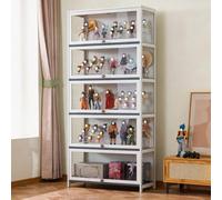 Vitrine d’armoire de curiosités pour objets de collection, vitrine en acrylique avec portes, conception de porte rabattable, étagère de rangement pour salon, salle de jeux 31.4*12.9*67.6in/80cm