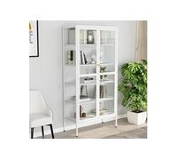 Vitrine d'Exposition Blanc 90x40x180 cm Acier et Verre Trempé Armoire vidaXL