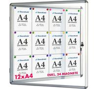 Vitrine d'affichage Premium Intérieur 12 x A4 avec 24 aimants Dos magnétique & inscriptible
