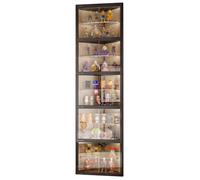 Vitrine d'angle avec Éclairage LED, 211 Cm De Haut, Armoire à Curiosités avec Porte Coulissante, Étagères Amovibles, for Objets De Collection(Black)