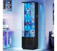 Vitrine d'angle avec éclairage LED,Capteurs Intelligents pour Salon,Blanc | Vitrine avec 3 étagères,Vitrines en Verre pour Collection,Chambre,Le Bureau ou comme