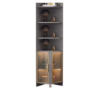 Vitrine d'angle avec lumières intégrées, étagères en verre incurvées pour figurines et liqueurs, organiseur élégant pour chambre à coucher ou bureau