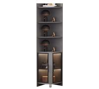Vitrine d'angle avec lumières intégrées, étagères en verre incurvées pour figurines et liqueurs, organiseur élégant pour chambre à coucher ou bureau
