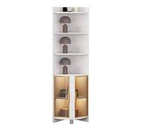 Vitrine d'angle avec lumières intégrées, étagères en verre incurvées pour figurines et liqueurs, organiseur élégant pour chambre à coucher ou bureau