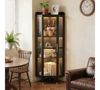 Vitrine d'angle avec Porte en Acrylique, Espace de Rangement à 4 Niveaux | Plateau Supérieur Ouvert et 3 Étagères Anti-poussière, Armoire d'exposition pour Salon, Chambre à Coucher, Cuisine