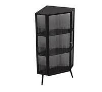 Vitrine d'angle - Bibliothèque courte pour petits espaces, étagère de rangement fermée avec portes et étagères, idéale pour l'organisation du salon et de la cuisine, style rustique