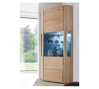 Vitrine d'angle / vaisselier en chêne blanchi huilé - Longueur 69 x Hauteur 209 x Profondeur 69 cm