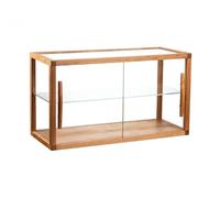 Vitrine de boulangerie, comptoir en bois avec portes en verre, présentoir à pâtisseries, biscuits, desserts, cupcakes