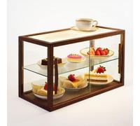 Vitrine de boulangerie en bois de cerisier en verre transparent pour biscuits, desserts et cupcakes - Rangement à une seule couche pour comptoir de café et objets de collection (48 cm)