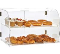 Vitrine de boulangerie SucceBuy | Vitrine de comptoir de boulangerie commerciale à 2 étages | Vitrine acrylique avec accès par la porte arrière et étagères amovibles | Garde les beignets, bagels, gâte