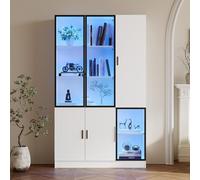 Vitrine de, Buffet de Salon avec éclairage LED, bibliothèque de Rangement Polyvalente, adaptée aux salles d'étude, Chambres, Salons et Bureaux (120 * 35 * 200cm)