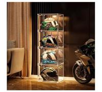 Vitrine de casque avec éclairage LED, étagère de rangement empilable pour casques de moto, livres et cosmétiques, organiseur en plastique transparent