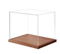 Vitrine de casque - Vitrine de casque anti-poussière - Boîte de protection transparente avec support en bois - Boîte de protection complète pour chapeaux de football - Boîte de sport pour les objets