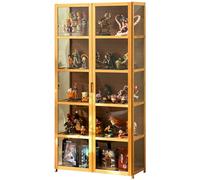 Vitrine De Collection Avec Portes En Acrylique Armoire De Rangement 4 à 5 Niveaux Vitrine Transparente Pour Salon Bureau Double Porte Vitrine De Collection En Bambou Naturel Facile à Nettoyer Contre