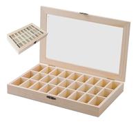 Vitrine De Collection Rock, BoîTe à SpéCimens En Bois Massif, 27 Compartiments, Organisateur De Vitrine Multifonction Pour Collection De MinéRaux, Roches, Cristaux, Pierres PréCieuses Et Bijoux