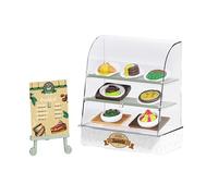 Vitrine de comptoir de boulangerie avec figurine miniature pour maisons de poupée - Accessoire de présentation miniature pour maisons de poupées