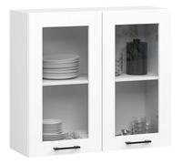 Vitrine de cuisine AKORD OLIWIA W80 H720 Blanche 80 cm 2 portes façade Blanche 2 étagères 80x30,5x72 cm