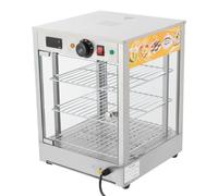 Vitrine de maintien au chaud, 800 W électrique commerciale avec éclairage, comptoir chaud à 3 niveaux, température réglable, affichage numérique, acier inoxydable