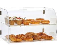 vitrine de pâtisserie à 2 étages, vitrine de boulangerie commerciale 558 x 356 x 356 mm, vitrine acrylique avec doubles charnières solides, vitrine de boulangerie pâtisserie pour beignets, gâteaux, bi