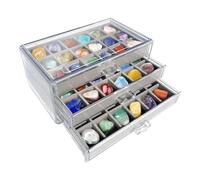 Vitrine de pierres précieuses,vitrine de roches,Étui de rangement et de voyage en à 54 emplacements | Vitrine visuelle en acrylique à 3 couches, élégante collection Rock, pour la fête des , la fête de