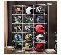 Vitrine De Rangement Pour Casques, Bacs De Rangement En Plastique Transparent Empilables Avec Couvercle, Présentoir Pour Livres Et Cosmétiques, Pour Ranger Casques De Moto(122x32x152 cm-15PCS)