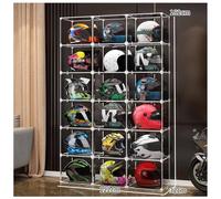 Vitrine De Rangement Pour Casques, Bacs De Rangement En Plastique Transparent Empilables Avec Couvercle, Présentoir Pour Livres Et Cosmétiques, Pour Ranger Casques De Moto(122x32x182 cm-18PCS)