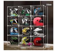 Vitrine De Rangement Pour Casques, Bacs De Rangement En Plastique Transparent Empilables Avec Couvercle, Présentoir Pour Livres Et Cosmétiques, Pour Ranger Casques De Moto(122x32x122 cm-12PCS)