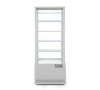 HENDI Vitrine de présentation réfrigérée, décongélation automatique, système anti-buée, 4 étagères, éclairage LED, étiquette énergie C, 98L, 230V, 210W, 452x406x (1116mm, Blanc, ABS, double vitrage