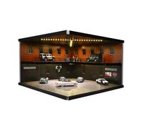 Vitrine de voiture modèle 1/64, convient pour les modèles de voitures Hot Wheels 1/64, Diorama à double étage, modèle de garage avec éclairage LED à intensité variable, collection de modèles de scène