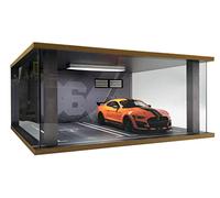 Vitrine de voiture modèle à l'échelle 1/18 - Vitrine de garage de voiture 1:18 avec couvercle en acrylique transparent et éclairage LED pour voitures moulées sous pression, 2 parkings 86
