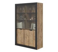 Vitrine Design Collection MEUNIER Coloris Chêne samdal et Noir Mat - 4 Portes