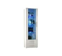 Vitrine Design Collection Neo. Façades Blanches Brillantes + LED. Meuble Moderne et Tendance pour Votre Salon.