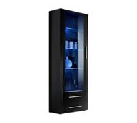 Vitrine Design Coloris Noir Collection Neo. Finition Brillante. Meuble Moderne et Tendance pour Votre Salon.