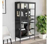 Vitrine d exposition Anthracite 90x40x180 cm Acier verre trempé