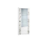 Vitrine droite 1 porte avec leds laqué blanc et imitation marbre - ETOLIS - ALTOBUY