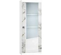 AltoBuy Vitrine Droite 1 Porte avec LEDs laqué Blanc et Imitation marbre - ETOLIS