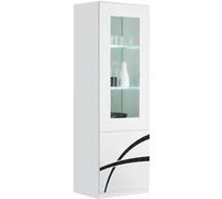 Vitrine Altobuy ALYSSA - Vitrine Droite 1 Porte Laquée Brillant Blanc -