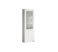 Vitrine Droite Laquée Blanc Brillant avec Leds - DEYTON -