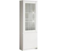 DEYTON - Vitrine Droite Laquée Blanc Brillant avec Leds -