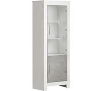 DENAE - Vitrine Droite Laquée Blanc Brillant et Gris Marbré avec Leds -