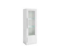 CLARK - Vitrine Droite Laquée Blanc Poignées Métal avec Leds - Altobuy Blanc