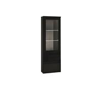 Vitrine Droite Laquée Noir Brillant avec Leds - DEYTON -