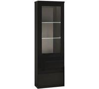 DEYTON - Vitrine Droite Laquée Noir Brillant avec Leds - Altobuy Noir