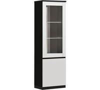 AltoBuy DEYTON - Vitrine Droite Laquée Noir et Blanc Brillant avec LEDs