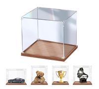 Vitrine en Acrylique 10 15 20 25 30 40 50 55 Cm Vitrine de Rangement, Vitrine en Acrylique Transparent avec Base en Bois, pour Modèles Réduits de Voitures/ Poupées Jouets/ Trophées/ Curios(55x25x15cm(