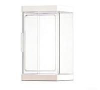 Vitrine en acrylique, 9 x 9 x 13,6 cm, boîte empilable, fermeture magnétique, bouclier anti-poussière pour collectionneurs de figurines (blanc, 9 x 9 cm)