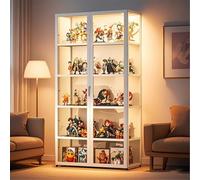 Vitrine en acrylique - Armoire à double porte pour objets de collection, vitrine anti-poussière pour salon et chambre à coucher, au sol, design transparent